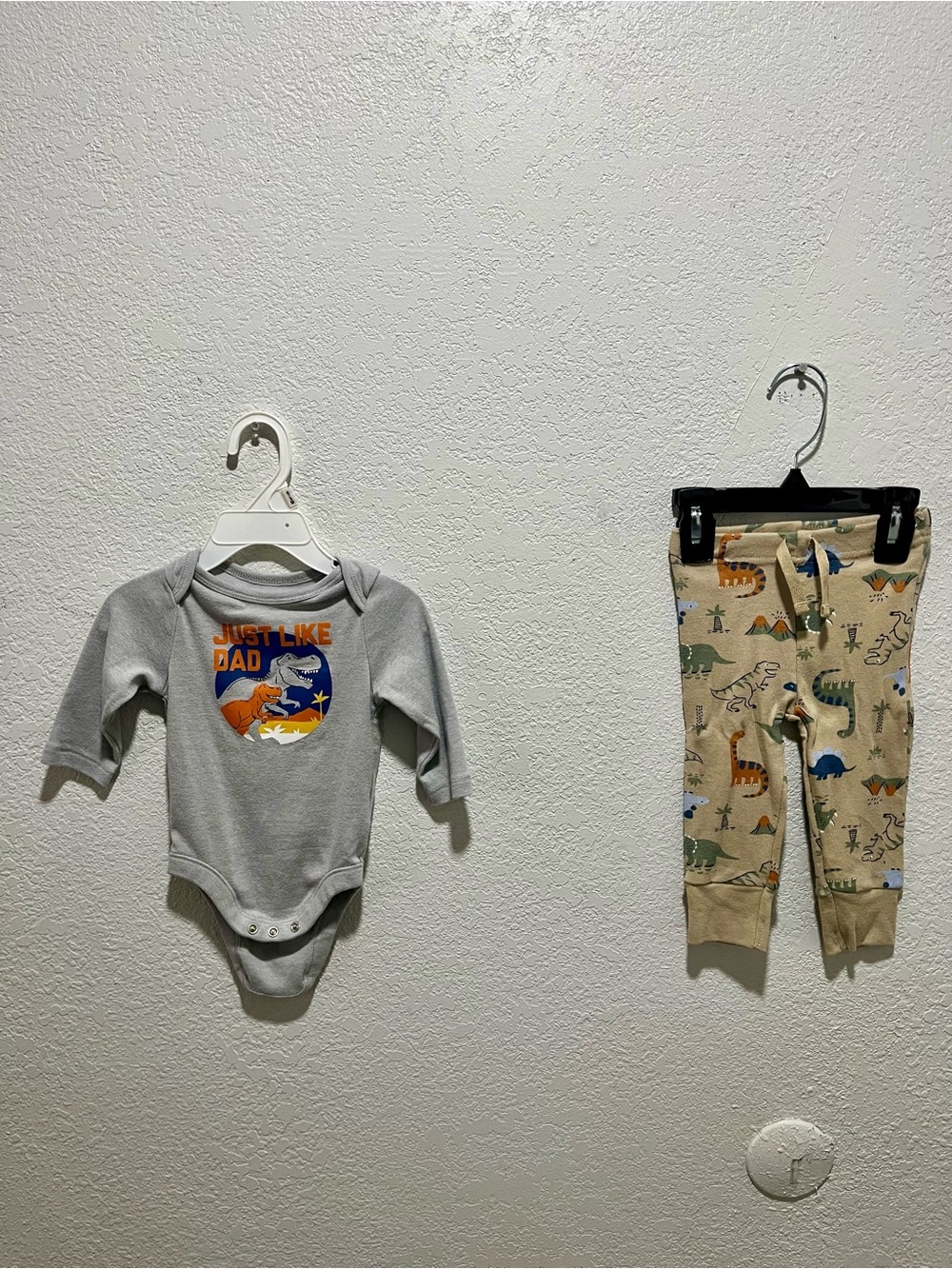 Old Navy Gray Just Like Dad Dino Bodysuit with Koala Baby Dino Print Pants